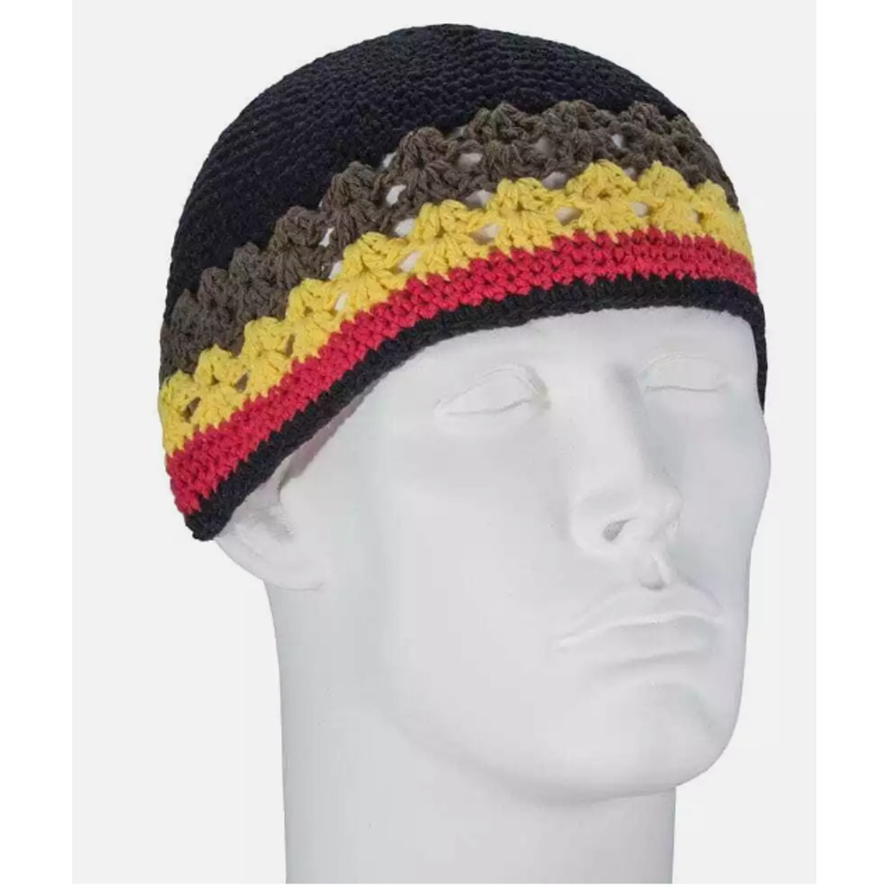 SALE NEW - Black with Multi Color Brim - Dual Weave Kufi - Prayer Cap - 288pcs